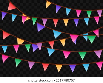 Cute Halloween Bunting Garland Illustration. Simple banner hanging party classy decor vector element.