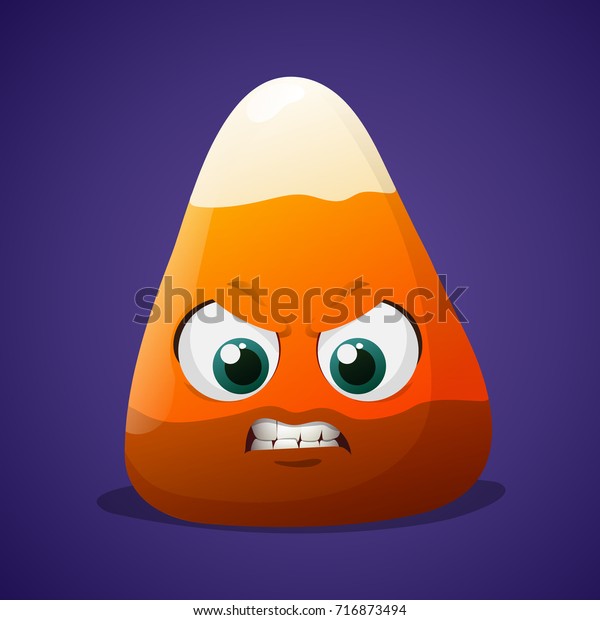 Cute Halloween Candy Corn Angry Face Stock Vector (Royalty Free) 716873494