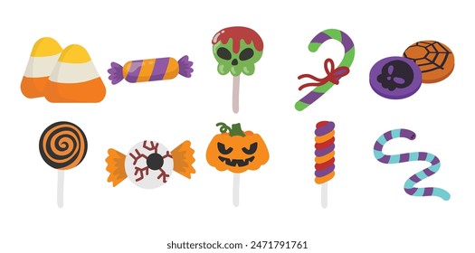 Lindo conjunto de Vector de caramelo de Halloween