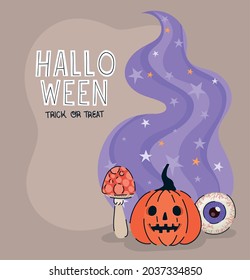 cute halloween card with items