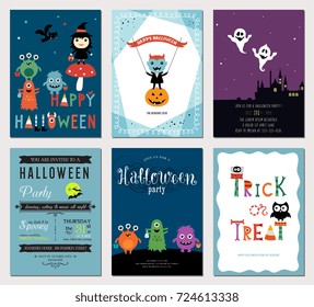 Cute Halloween Cards. Vector illustration.