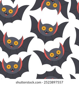 Cute Halloween cartoon bat vector cartoon seamless pattern background.