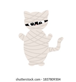 Cute halloween cartoon character mummy cat funny vector illustration