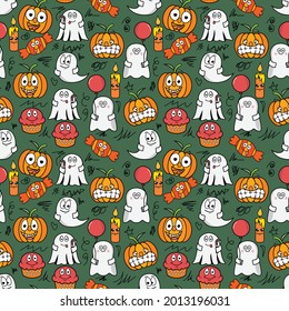 patrón de personaje de caricatura de Halloween lindo