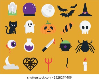 Cute Halloween Cartoon Illustration Set 