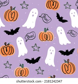 Cute halloween cartoon seamless pattern