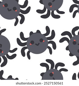 Cute Halloween cartoon spider vector cartoon seamless pattern background.