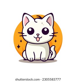 Cute halloween cat in cartoon style. Vector illustration.