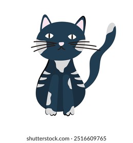 Cute Halloween cat character design. Vector illustration in flat and Doodle style for the October holiday Halloween
