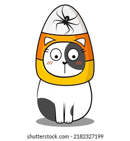 Cute halloween cat in doodle style. Vector illustration.