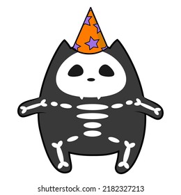 Cute halloween cat in doodle style. Vector illustration.