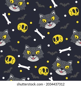 Cute halloween cat pattern illustrations