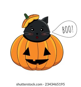 Cute halloween cat vector. Happy Halloween! 