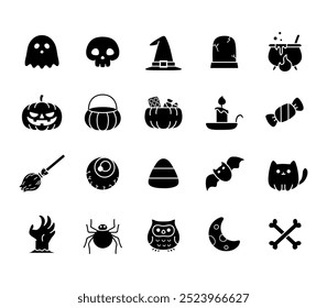 Cute halloween celebration theme icons