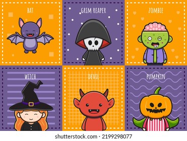 Cute halloween character background banner cartoon illustration flat cartoon style