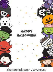 Cute halloween character background banner cartoon illustration flat cartoon style