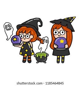 Cute Halloween Character with cute elements.