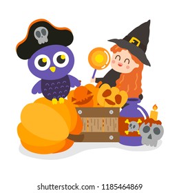 Cute Halloween Character with cute elements.