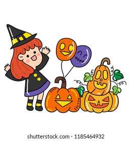 Cute Halloween Character with cute elements.