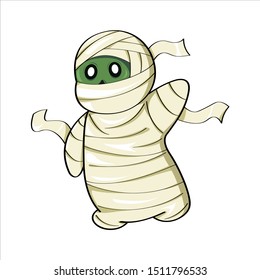 Cute Halloween Character Mummy Cartoon Illustration Stock Vector ...