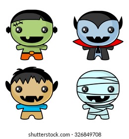 Cute Halloween character set
