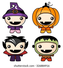 Cute Halloween character set