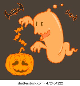 Cute Halloween character set. Digital illustration created without reference image.