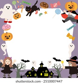 Cute Halloween character vector frame