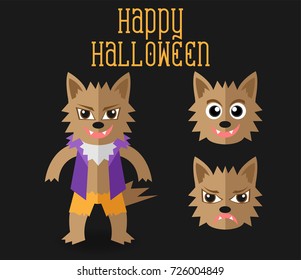 Cute Halloween character, Vector illustration EPS 10, Werewolf characters.