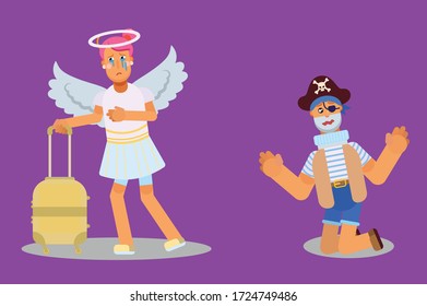 Caracteres de Halloween personalizados con colores simples y capas fáciles de editar.