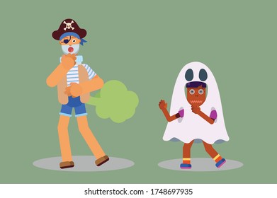 Cute Halloween characters with simple colors and easily editable layers. Simple character vector illustration.