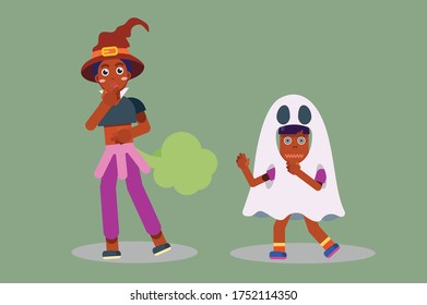 Cute Halloween characters with simple colors and easily editable layers. This character illustration can use as a sticker also.