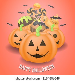 Cute Halloween characters vector template illustration.