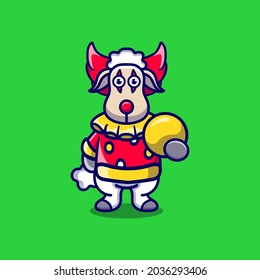 cute halloween clown sheep carrying ball, suitable for icon or dress design about cute animal halloween