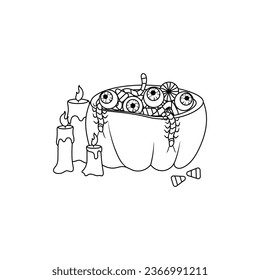 Cute Halloween coloring page for kids with pumpkin