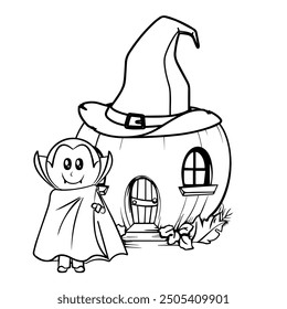 Cute halloween coloring page for kids