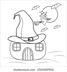 Cute halloween coloring page for kids