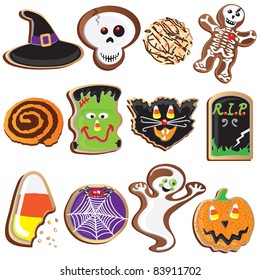 Cute Halloween Cookies Clipart Elements and Icons