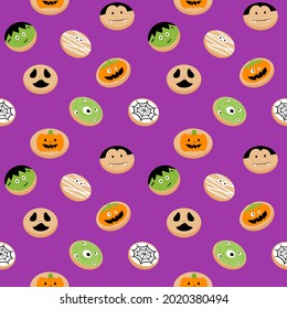 Cute halloween cookies seamless pattern.background for print, textile,paper,wrapping.Vector illustration