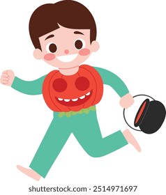 Cute Halloween Costum Boy Character Illustration