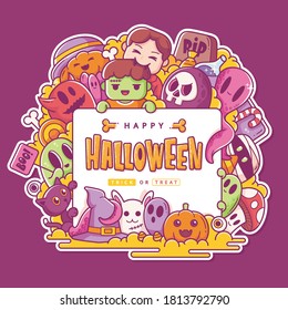 cute halloween doodle illustration background