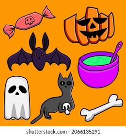 Cute halloween doodles sticker pack