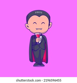 cute halloween dracula vampire illustration suitable for mascot sticker and t-shirt design