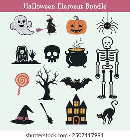 Cute Halloween Element Bundle Vector Pack