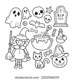 Cute halloween element coloring page
