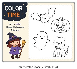 Cute Halloween Elements Coloring