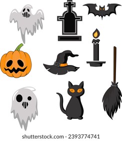 Cute Halloween-Elemente auf weißem Hintergrund