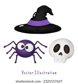 Elementos Cuadros de Halloween ilustración de la acuarela vectorial