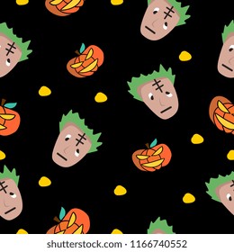 Cute halloween figures seamless pattern with monster theme