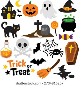 Cute Halloween Flat Illustration Set